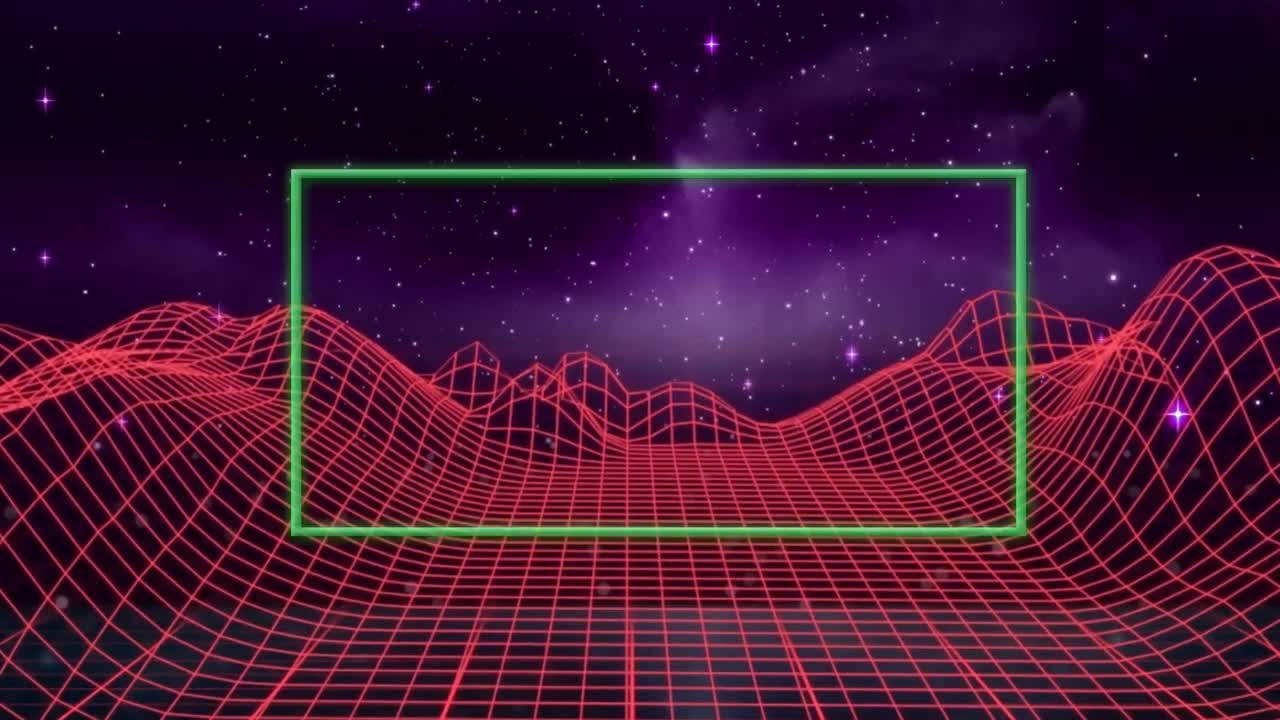 빨간색 배경에 디지털 산 위의 모양의 애니메이션