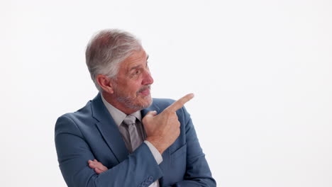 mature businessman pointing to the side