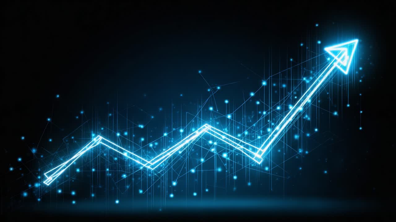 A Dynamic Digital Growth Visualization: An Electrifying Ascension of Data Points Representing Progress and Trend Analysis in a High-Tech Environment