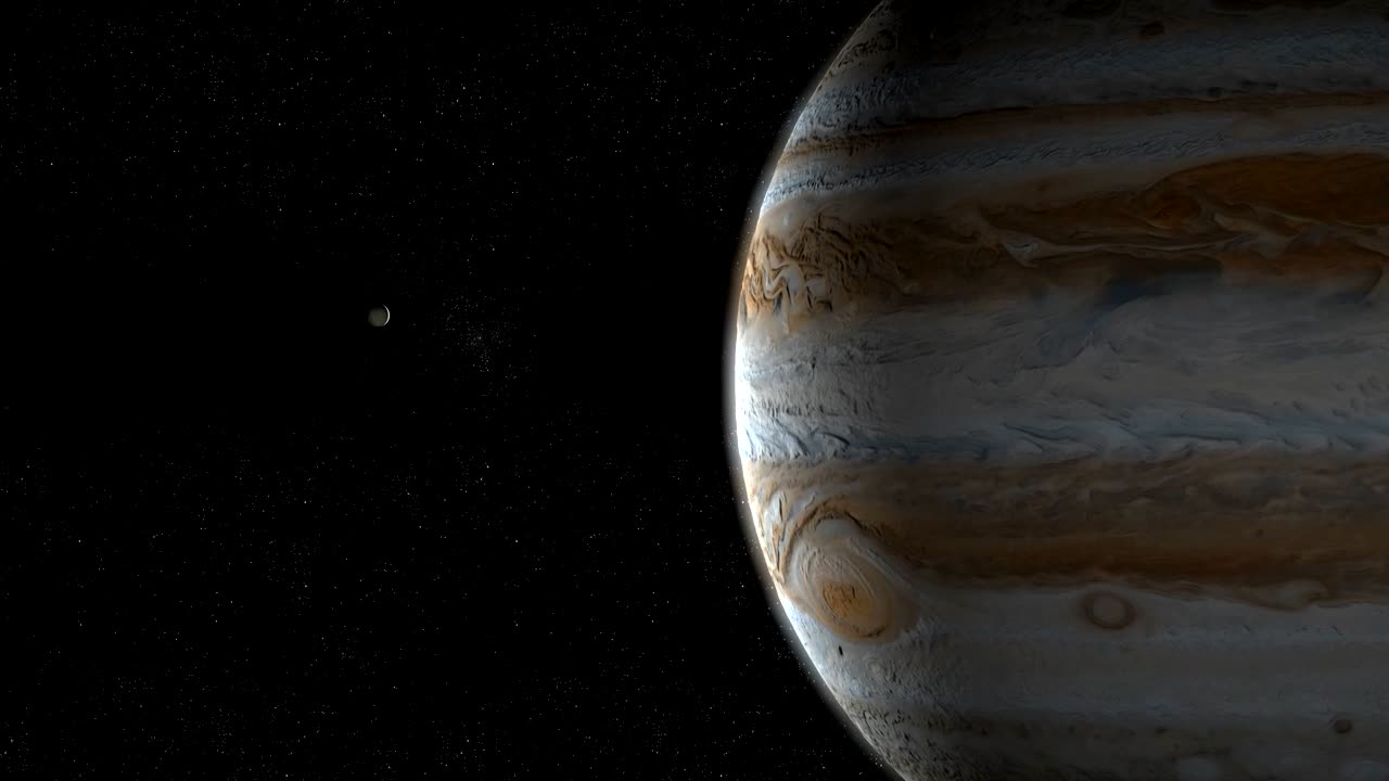 el planeta júpiter y la luna europa en el espacio exterior