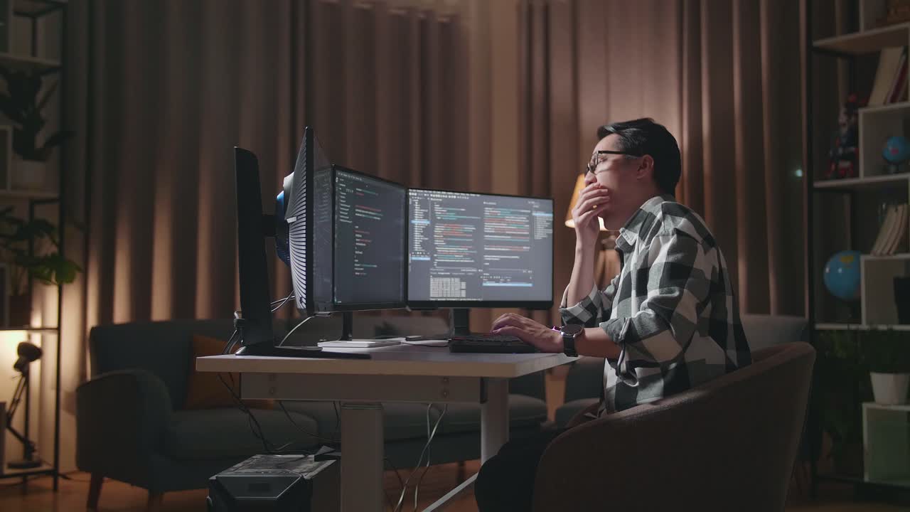 Programmer working late at night