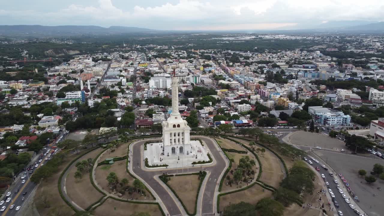 Aerial view of the hilltop monument Monumento a los H&eacute;roes de la Restauraci&oacute;n in the city of Santiago de los 30 Caballeros in the Dominican Republic