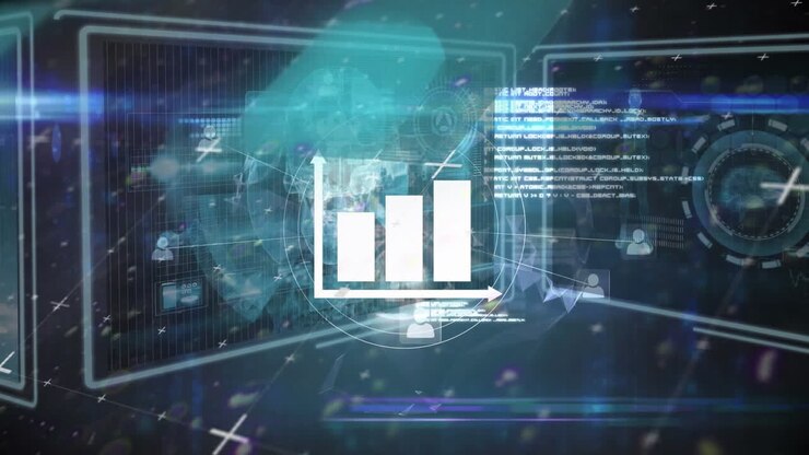 Animation of scope scanning and data processing over screens