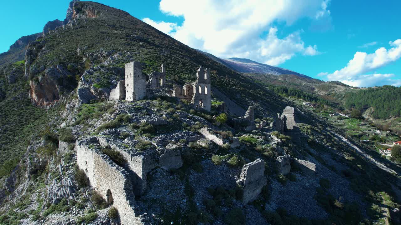 Këlcyrë Palace Ruins: Historic Stone Palace Overlooking Vjosa River Valley in Medieval Albania