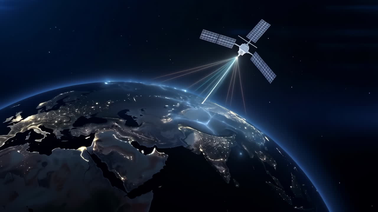 Satellite in Earth's Orbit with Data Transmission