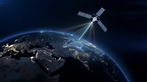 satellite in earth's orbit with data transmission