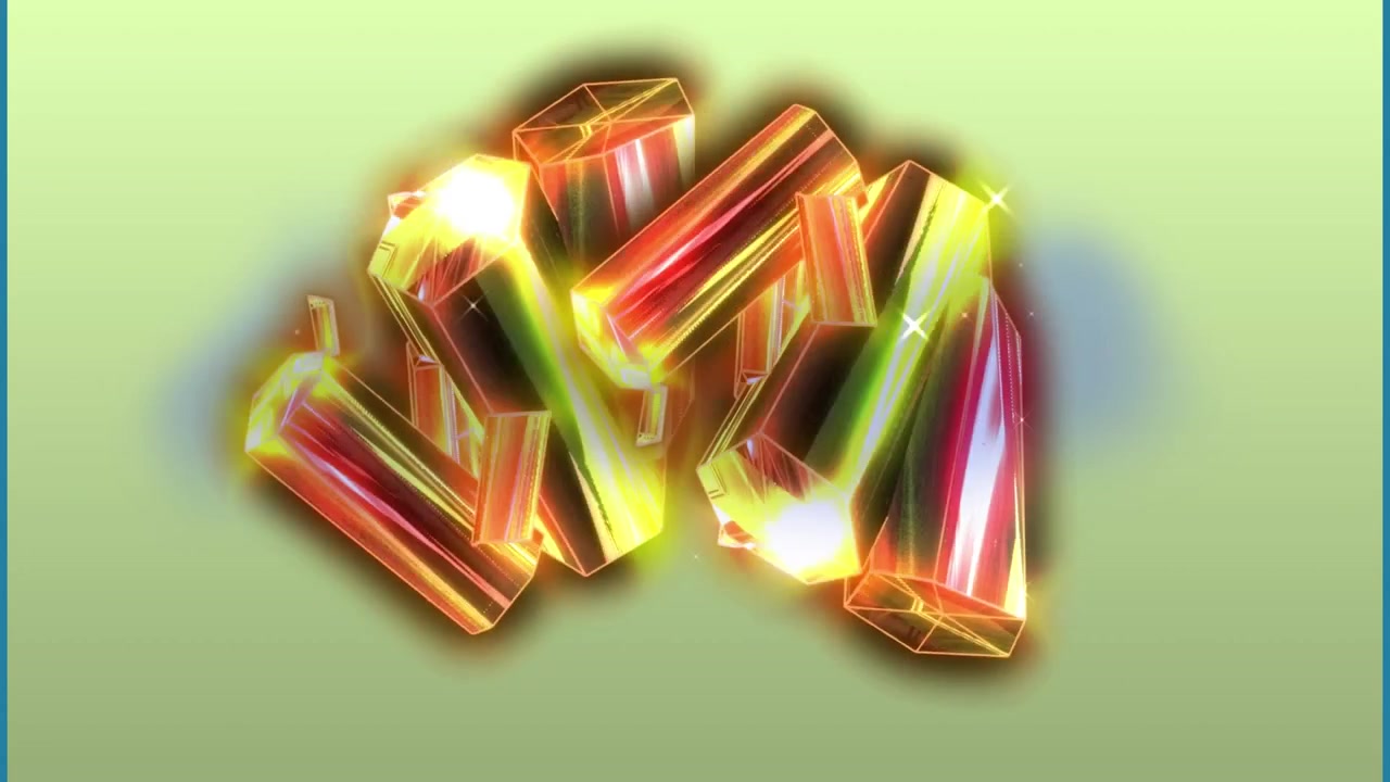Animación de cristales en fondo verde