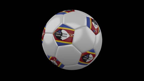 pelota de fútbol con bandera eswatini - swazilandia bucle 4k con alfa