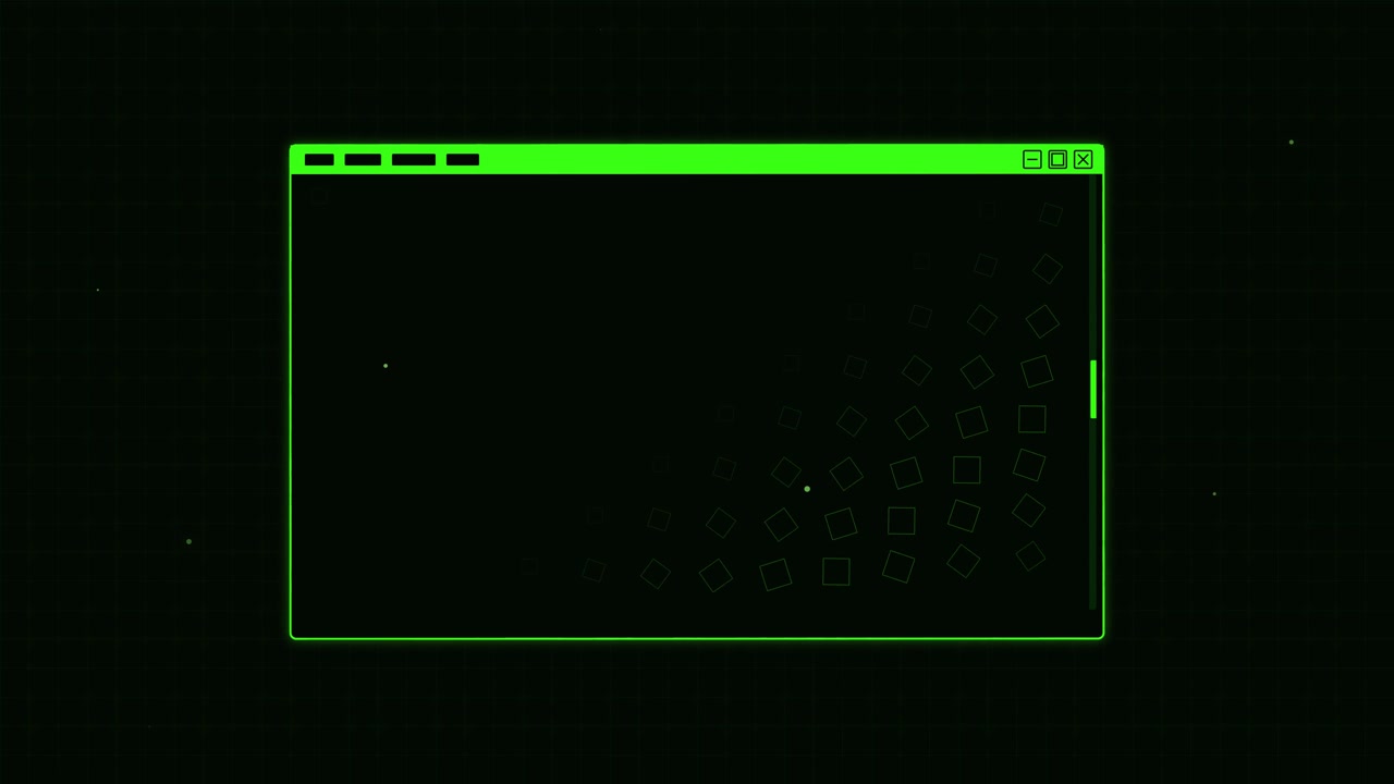 Digital Interface Window with Animated Geometric Square Pattern