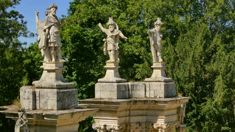 statues of santuario nossa senhora dos remedios church in lamego, doura valley, portugal