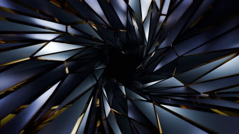 abstract geometric tunnel vortex with gold and silver tones