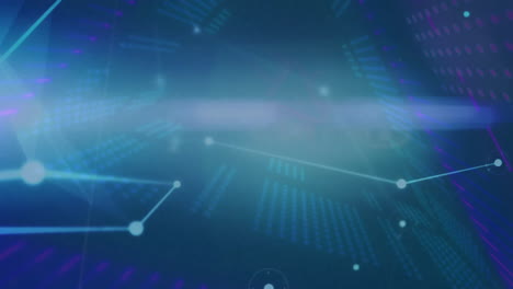 glowing lines and dots forming digital animation network on blue background