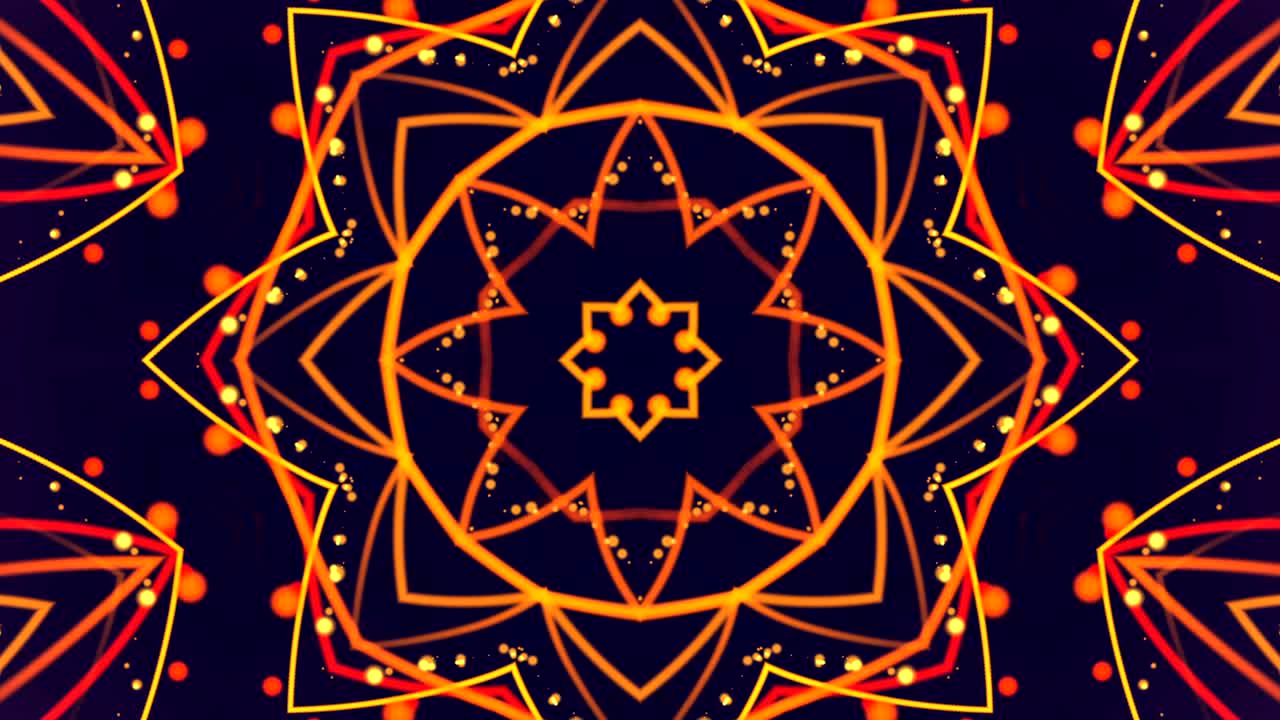 Caleidoscopio colorato in loop 4K. Sfondo astratto di motion graphics