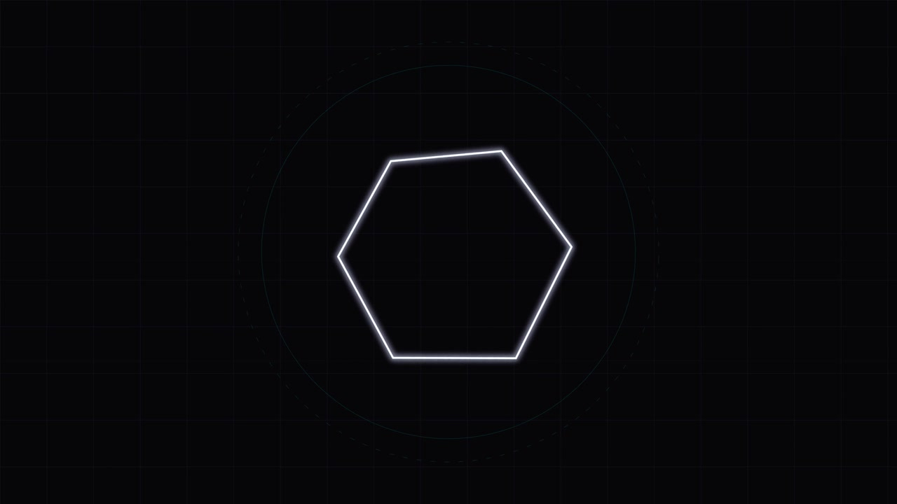 Abstract Hexagon Shape with Digital Glitch and Data Overlay