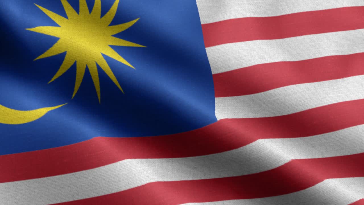 Primo piano bandiera nazionale della Malesia che sventola in loop 4K