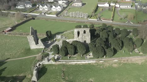 aerial view of ruins of cathedral of st