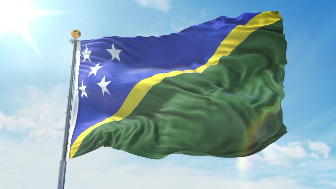 솔로몬 제도의 발이 바람에 흔들리고 깊은 파란 하늘을 배경으로 국가 테마, 국제 개념, 3d 렌더링