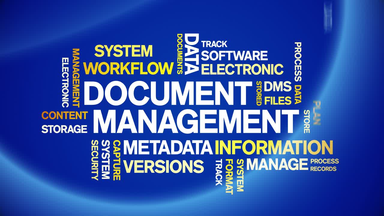 4k Document Management Animated Tag Word Cloud,Text Animation seamless loop.