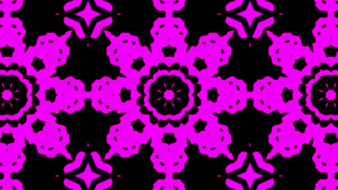 Sfondo astratto con motivo geometrico viola senza soluzione di continuità. Loop caleidoscopico a strisce astratte. Sfondo VJ caleidoscopico colorato psichedelico veloce. Sfondo animato astratto da discoteca. Effetto caleidoscopio.