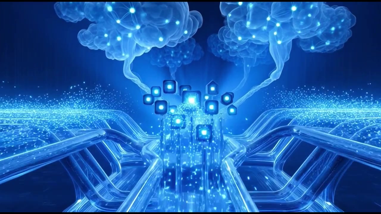 Abstract Digital Data Flow and Neural Network Visualization