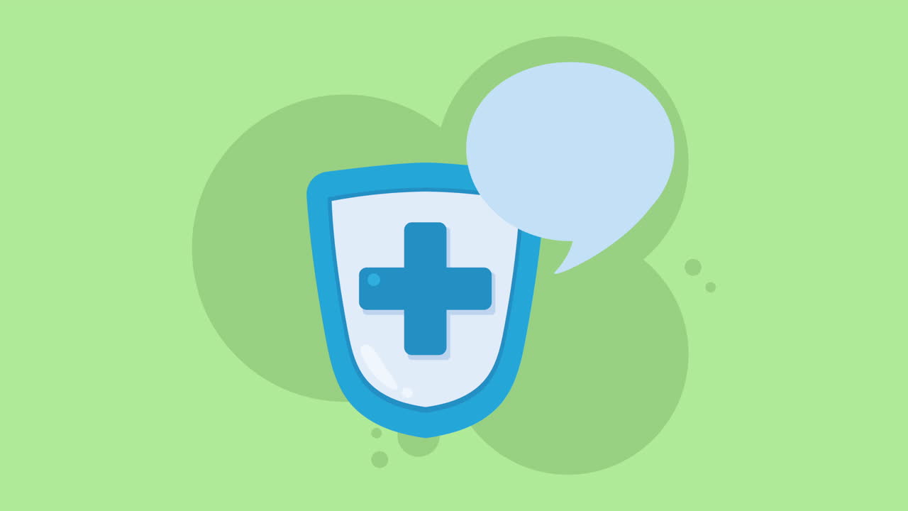 플러스 기호와 음성 거품이 있는 방패