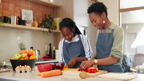 Home,-cooking-and-black-family-with-mother