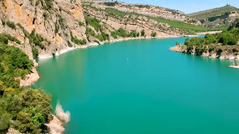 beautiful water flow on the hills of catalonia spain mountain, natural water flowing on the mountains