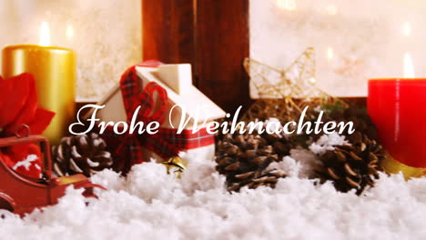 frohe weihnachten written over christmas decorations