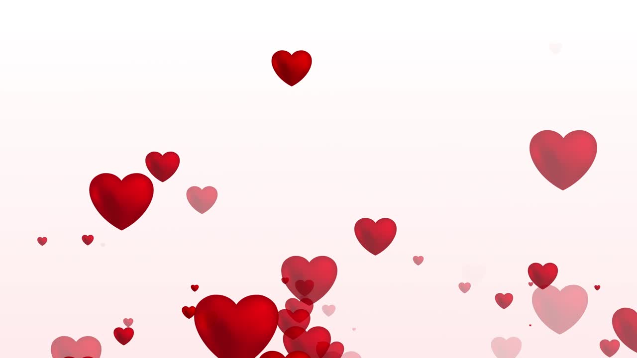 Sfondo astratto 4K per San Valentino con cuori volanti a particelle.