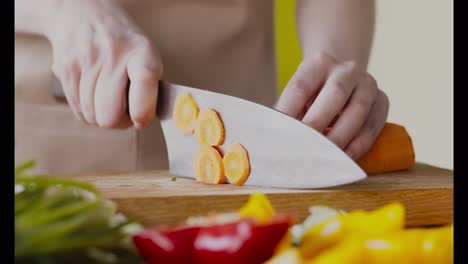 chopping carrots