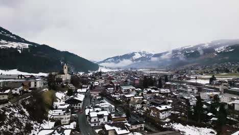 Panoramic-aerial-view-of-iconic-Austria-alps-township-of-Kirchberg