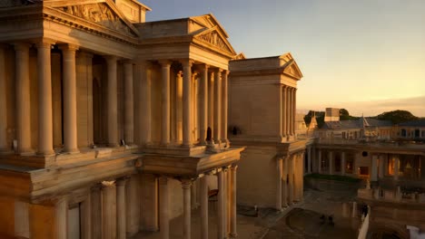 masonic ceremony at a historic building at sunset