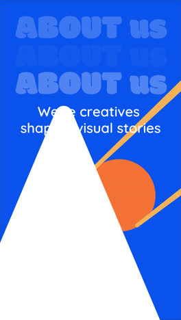 abstract branding graphics with 'about us' text and creative elements