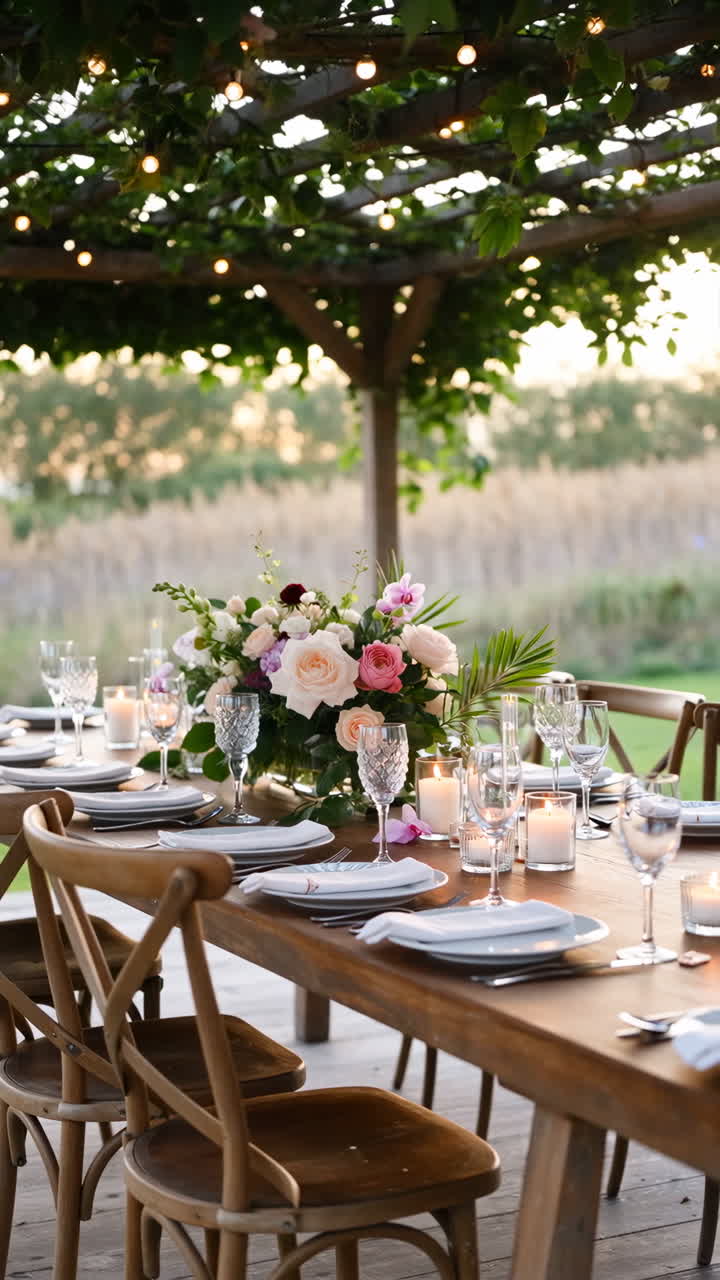 Elegant Outdoor Dining Table Set Up for a Special Event