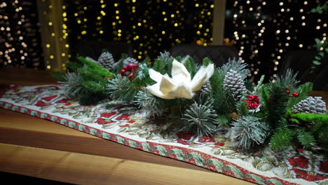 christmas centerpiece on table