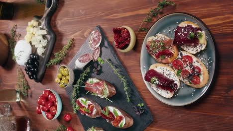 delicious bruschetta and wine appetizers