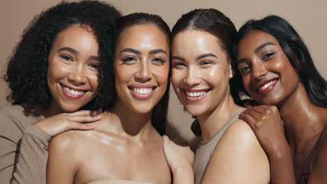 diverse group of beautiful women with healthy skin