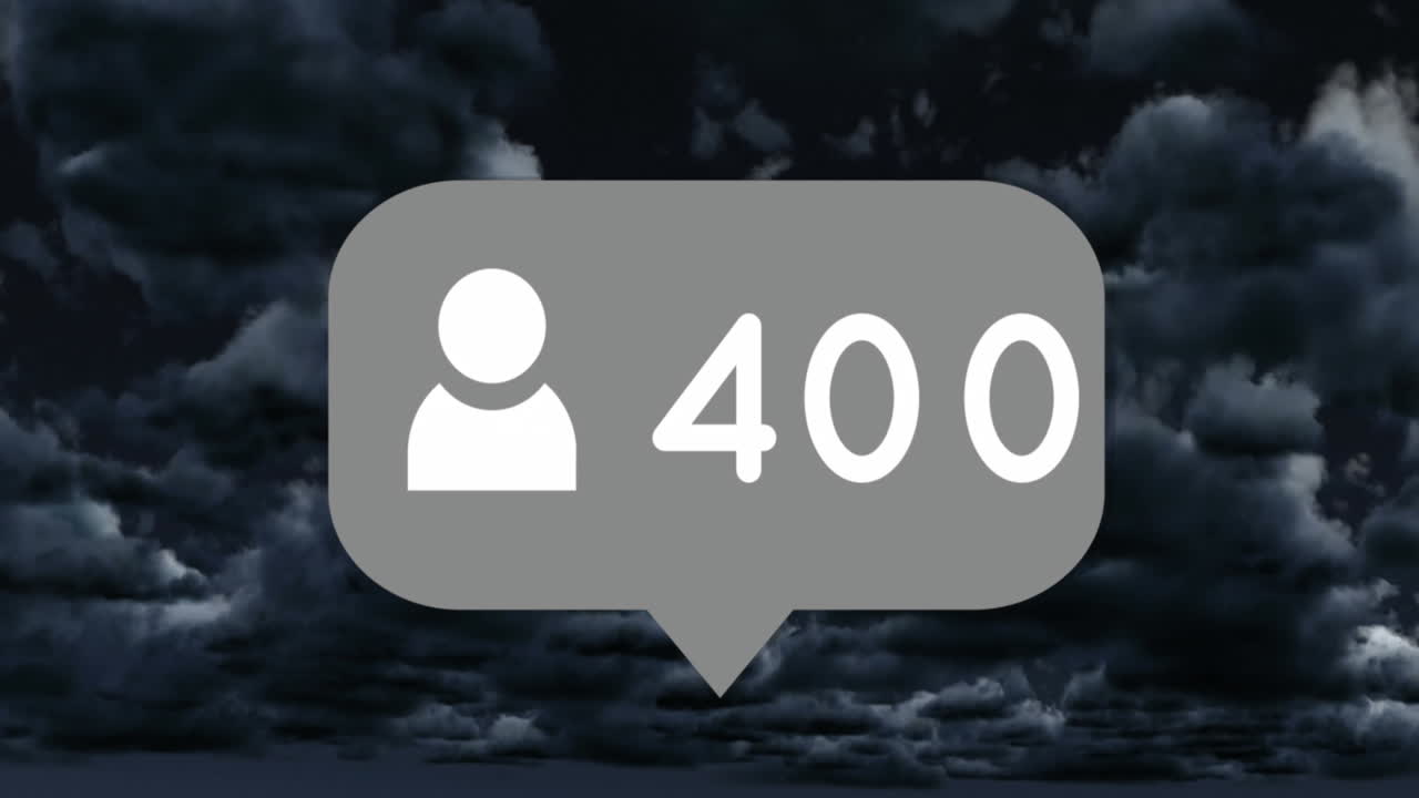 animación de burbuja de habla con números sobre nubes