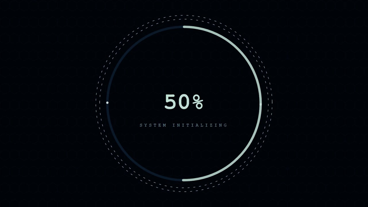 Digital Loading Progress Circle with System Initializing Text