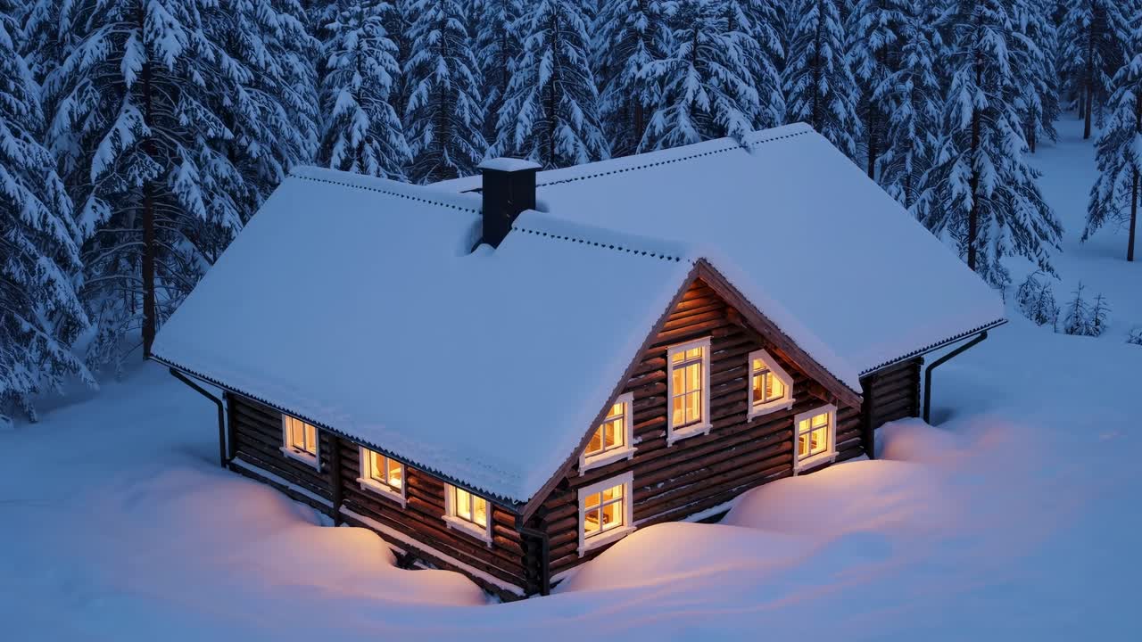 Lumimökki talvimetsässä