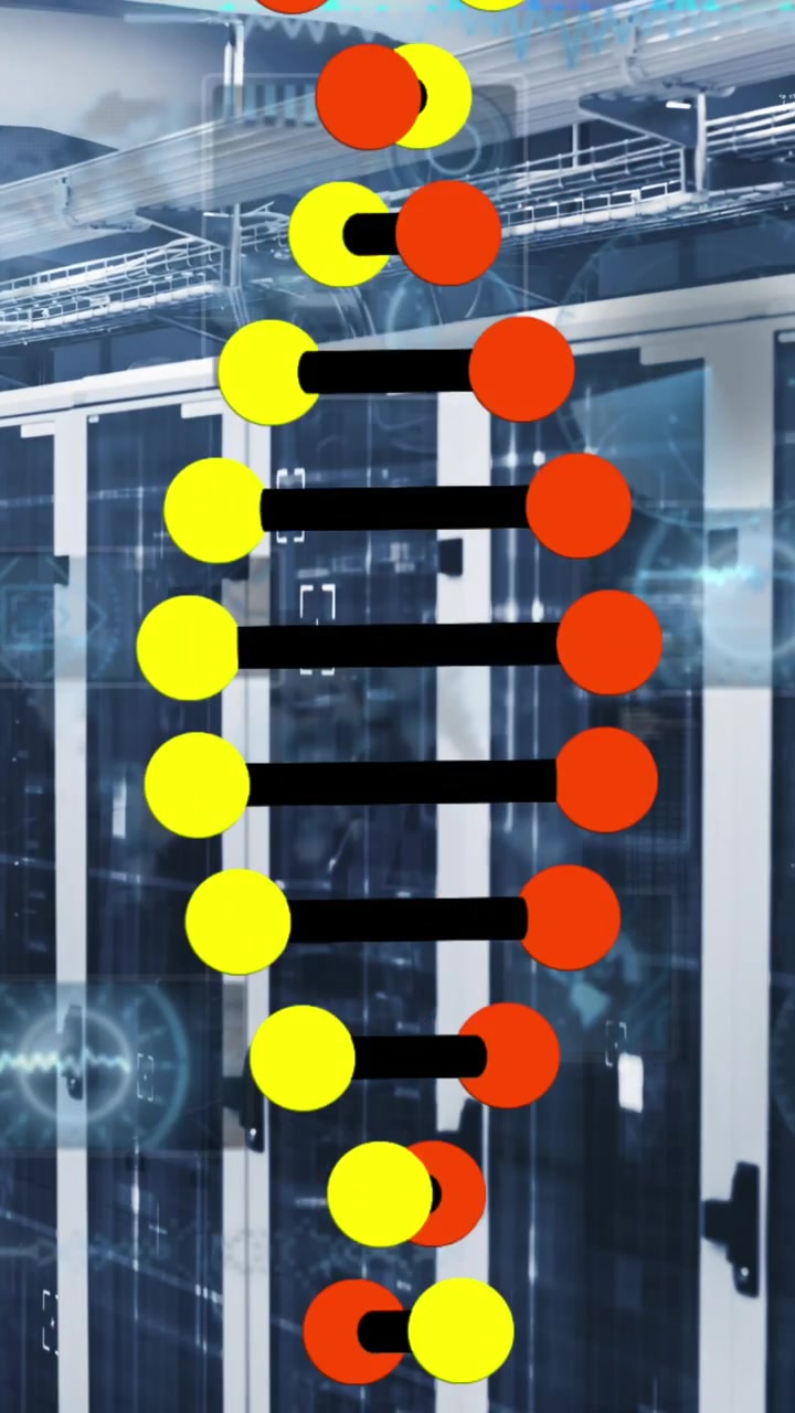 Animation of dna strand spinning over statistics and data processing
