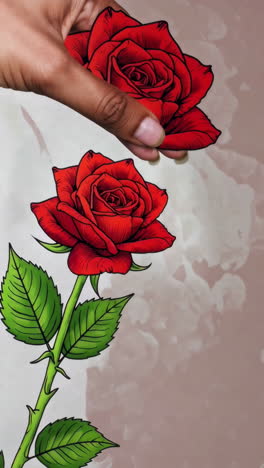 hand holding a red rose illustration