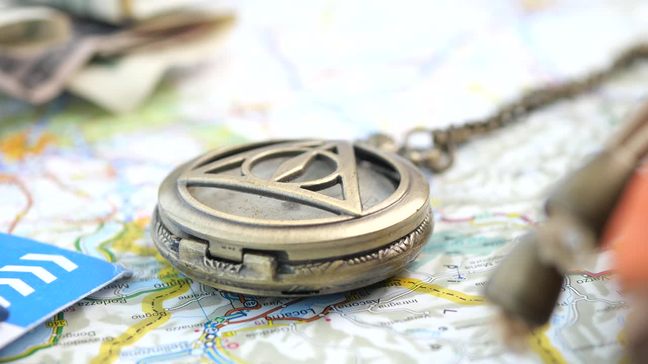 Vintage Pocket Watch on a Map