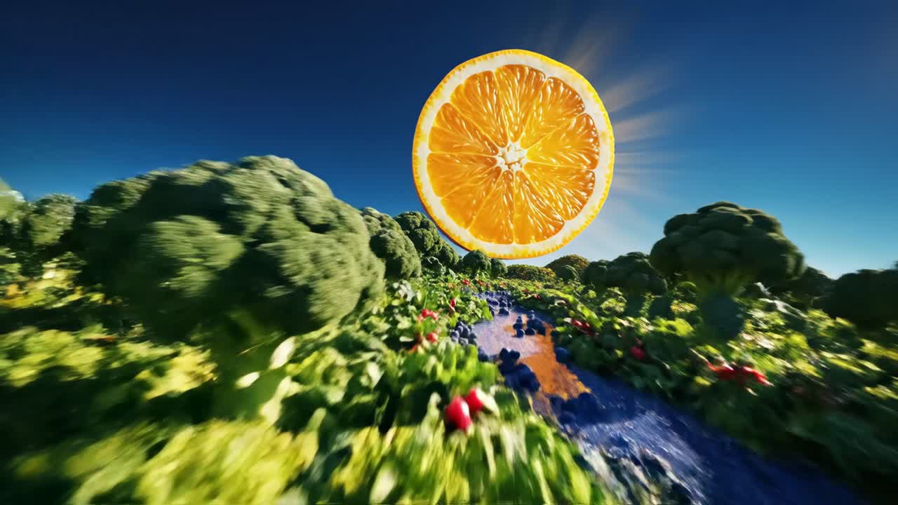 Surreal Landscape of Fruits and Vegetables