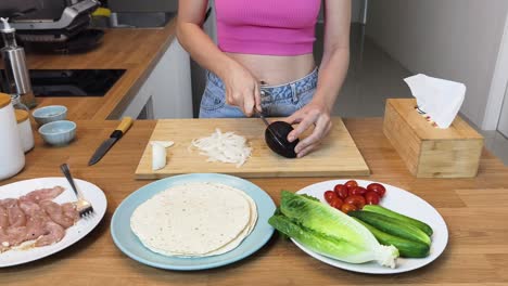 preparing a delicious tortilla wrap