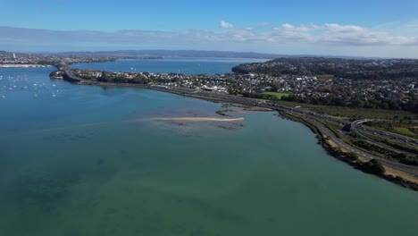 bustling highways on north shore of auckland in new zealand during summer