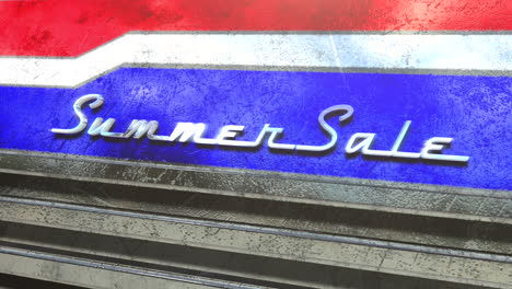 summer sale on the hood of retro car