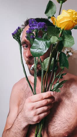 man with flowers and cigar