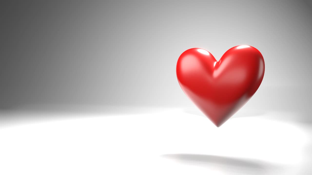 objeto pulsante en forma de corazón rojo en el espacio de texto blanco.