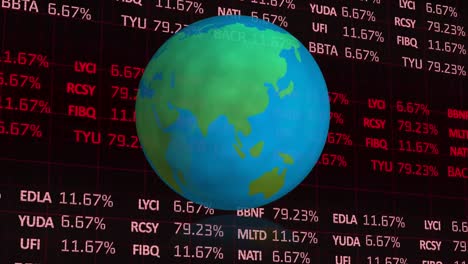 animation of globe over financial data processing